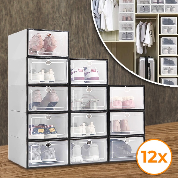 Cajas de zapatos transparentes apilables - juego de 12 | SHOEZY