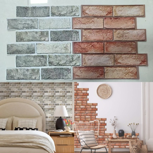 Papel pintado autoadhesivo imitación ladrillo (10 unidades) | NYBRICK