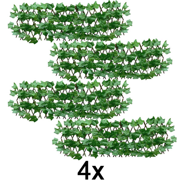4x Panel de cerca extensible con hiedra – 30×180 cm, resistente a los rayos UV, sin herramientas | GREENFENCE