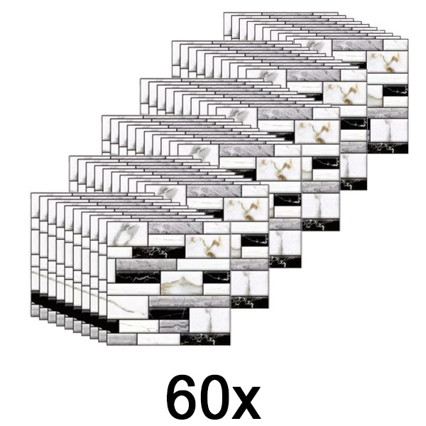 6x Vinilos de pared 3D imitiación mármol (10 unidades) | MARBLEBLOCKS