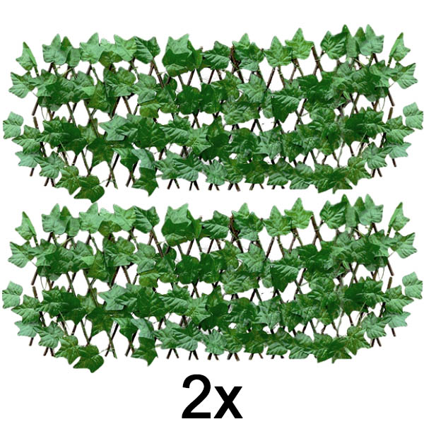 2x Panel de cerca extensible con hiedra – 30×180 cm, resistente a los rayos UV, sin herramientas | GREENFENCE