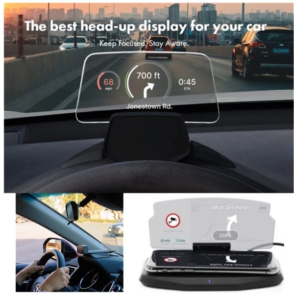 Pantalla HUD para parabrisas - GPS, llamadas y alertas en tu parabrisas (sin tocar el teléfono) | DISPCAR