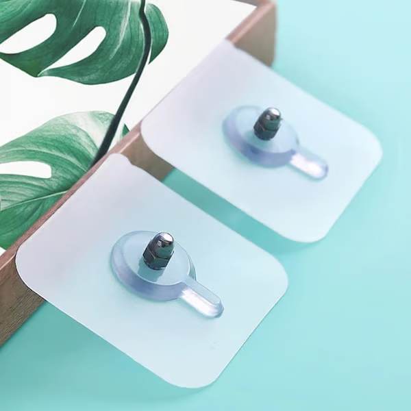 Ganchos adhesivos transparentes para pared (10 uds) | ADHEHOOKS