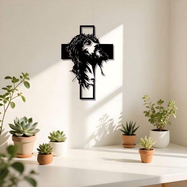 Cruz moderna de metal para pared | JESUMET